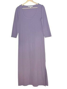 The Nines by Hatch Ribbed Slim Midi Dress Size M Lavender Purple Side Slits